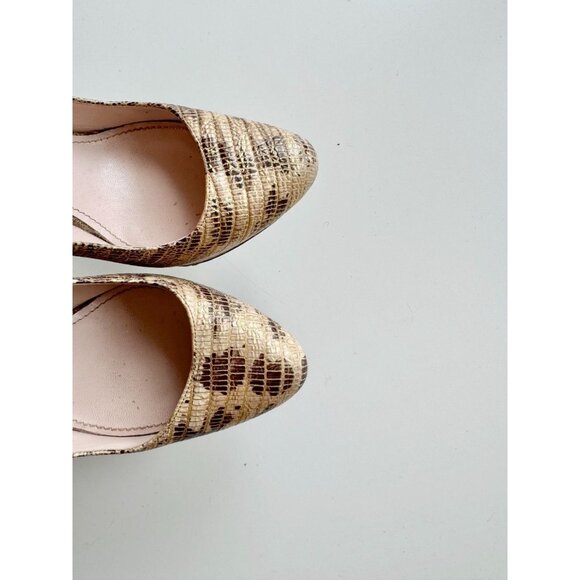 MIU MIU Beige Gold Brown Snakeskin Leather Round Toe Platform Pumps, Size 35.5 - Picture 5 of 16